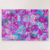 Puzzle Joli bleu rose fleurs motif (Horizontal)
