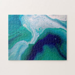Puzzle Joli bleu turquoise Abstrait Fluid Art