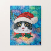 Puzzle Joli cadeau de Noël de chat noir et blanc pour les (Vertical)