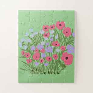 Puzzle Joli charme floral coloré + Nom personnalisé