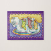 Puzzle Joli chat de Noël dormant avec des souris dans des (Horizontal)