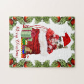 Puzzle Joli Chat de Noël pour Enfants (Horizontal)