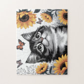 Puzzle Joli Chatons Avec Tournesols (Vertical)