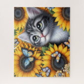 Puzzle Joli Chatons Avec Tournesols (Vertical)