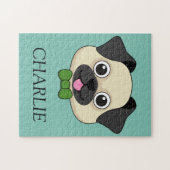 Puzzle Joli chien Carlin avec Papillon (Horizontal)