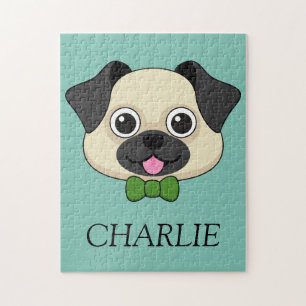 Puzzle Joli chien Carlin avec Papillon