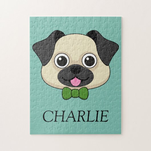 Puzzle Joli chien Carlin avec Papillon (Vertical)