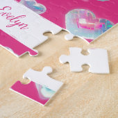 Puzzle Joli coeur en cristal brillant 3D sur rose (Côté)