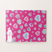 Puzzle Joli coeur en cristal brillant 3D sur rose (Horizontal)