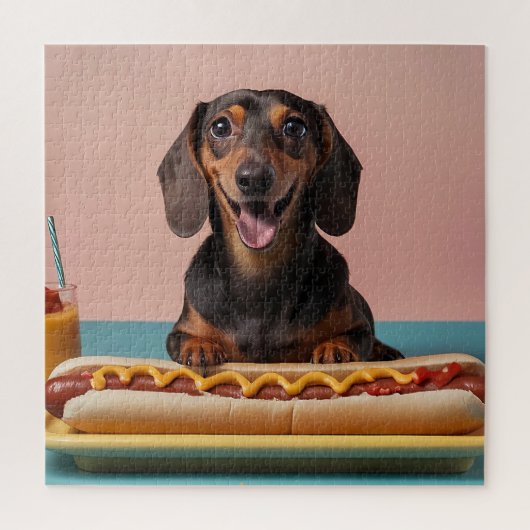 Puzzle Joli Dachshund Avec Chien Chaud (Vertical)