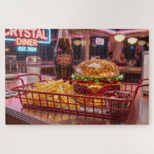 Puzzle Joli diner rétro Burger et frites cristallins
