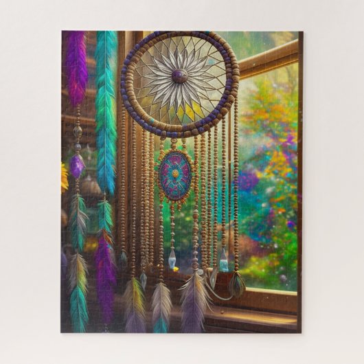 Puzzle Joli Dreamcatcher en Boho violet fenêtre (Vertical)