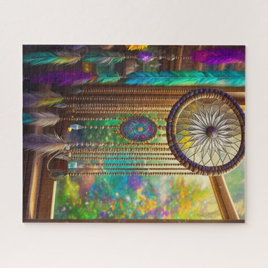Puzzle Joli Dreamcatcher en Boho violet fenêtre (Horizontal)