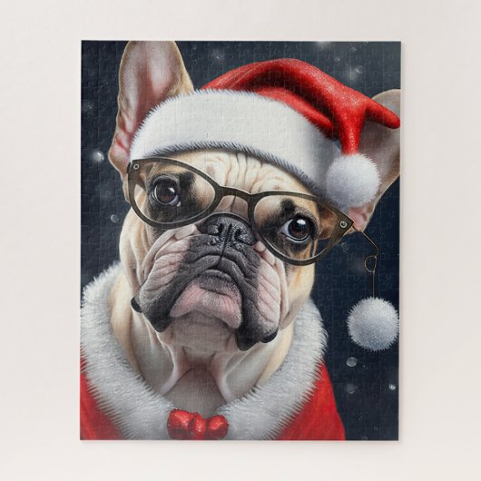 Puzzle Joli French Bulldog Père Noël Noël Conception (Vertical)