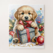 Puzzle Joli Golden Retriever Chien Christmas Chiot (Vertical)