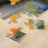 Puzzle Joli Jardin aux roses rouges fleurs bleues (Côté)