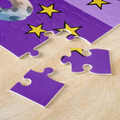 Puzzle Joli léopard photo nom jaune violet enfants (Côté)