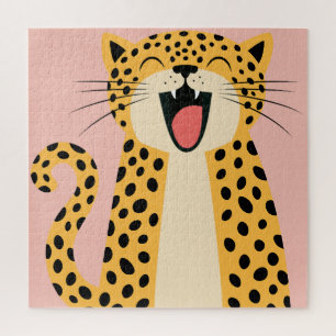 Puzzle Joli Léopard Sauvage de Dessin Animé Souriant et H
