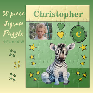 Puzzle Joli nom de photo zèbre vert jaune enfants