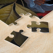 Puzzle joli oiseau coloré sur une branche avec des fleurs (Côté)