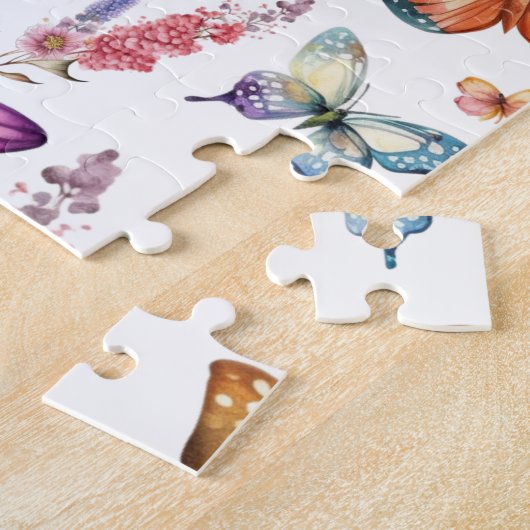 Puzzle Joli papillon d'aquarelle Motif de jardin fleuri (Côté)