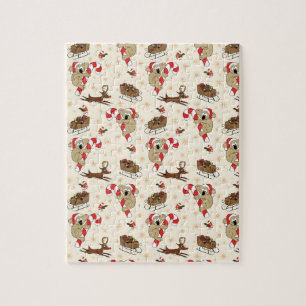 Puzzle Joli paresseux du Père Noël Joyeuses Fêtes