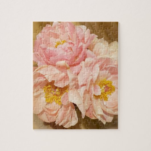 Puzzle Joli Peonies Roses Bouquet Fleurs (Vertical)