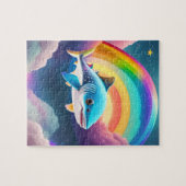 Puzzle Joli petit bébé requin volant avec arc-en-ciel (Horizontal)