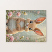 Puzzle Joli petit lapin entouré de fleurs (Horizontal)