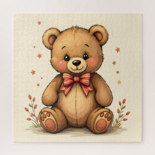 Puzzle Joli petit ours brun adorable avec cravate