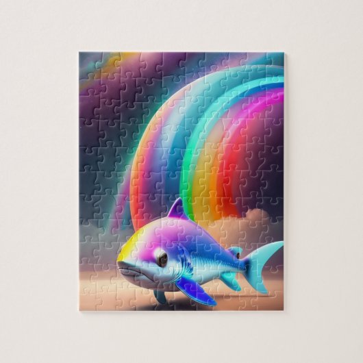 Puzzle Joli Petit Requin Avec Arc En Ciel (Vertical)