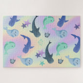 Puzzle Joli phoque de poisson Ray Whale sur gradient Rain (Horizontal)