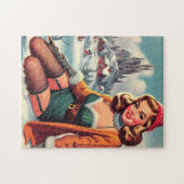 Puzzle Joli Pin-up Rétro d'Hiver (Horizontal)