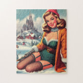 Puzzle Joli Pin-up Rétro d'Hiver (Vertical)