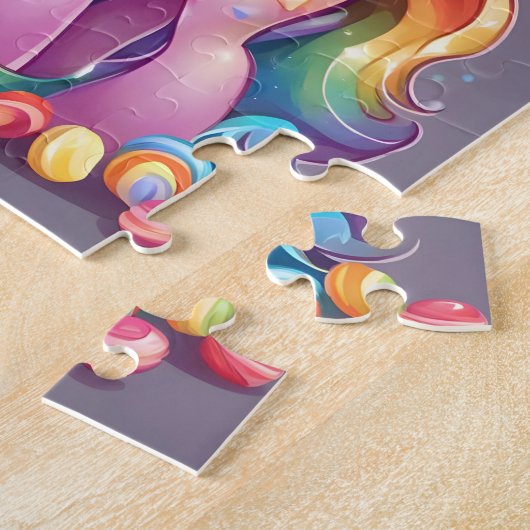 Puzzle Joli poney rose avec bonbons et bonbons (Côté)