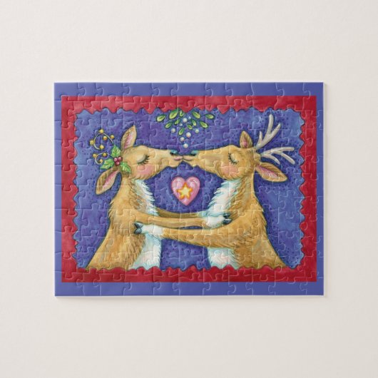 Puzzle Joli renne de Noël, Baiser romantique avec Mistlet (Horizontal)