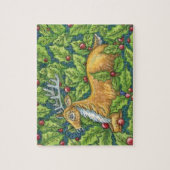 Puzzle Joli renne de Noël en forêt avec Holly (Vertical)