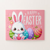 Puzzle Joli, rose et heureux lapin de Pâques (Horizontal)
