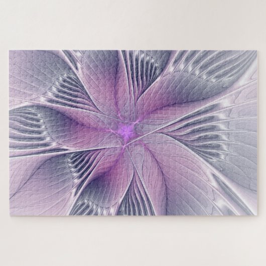 Puzzle Joli rose Fleur Moderne Abstrait Fractal Art (Horizontal)