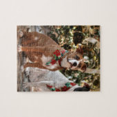 Puzzle Joli Secourt de Noël Pitbull et America Bull Dog (Horizontal)
