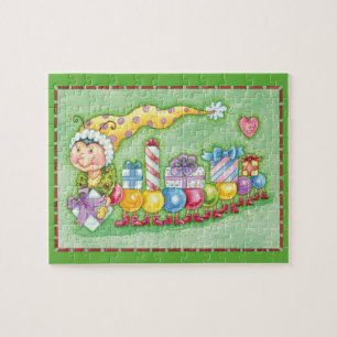 Puzzle Joli train chenille de Noël avec des cadeaux