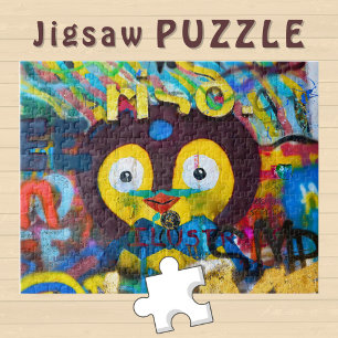 Puzzle Joli visage d'oiseau sur la photo du mur de graffi