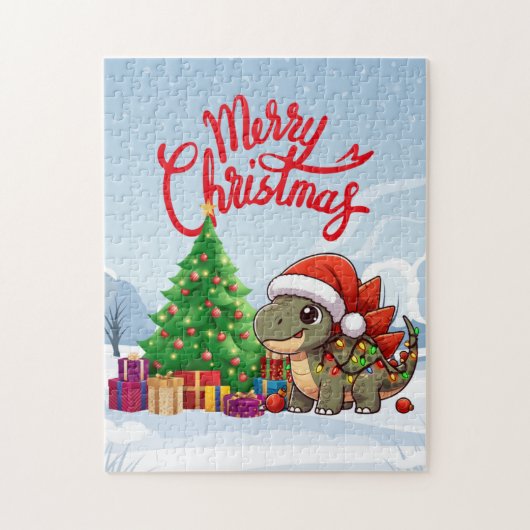 Puzzle Joli/Whimsical bébé stégosaure de Noël (Vertical)