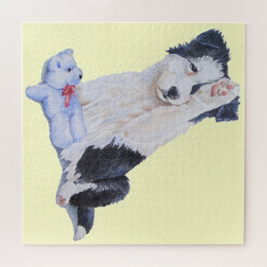 Puzzle Jolie collie frontière chiot et l'art chien en pel (Horizontal)