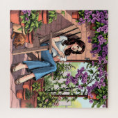 Puzzle Jolie Dame Boire Du Café Relaxant Dehors (Horizontal)