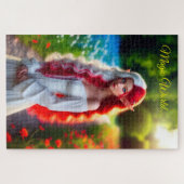 Puzzle Jolie elfe fille brillant belle magie blanc rouge (Horizontal)