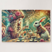 Puzzle Jolie Fantaisie Alice et Lapin Thé Party (Horizontal)