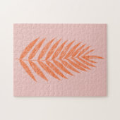 Puzzle Jolie Ferne Botanique Feuille Pastel Rose Orange (Horizontal)
