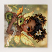 Puzzle Jolie Fille Fée d'Anime et Dragon Chibi (Horizontal)
