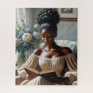 Puzzle Jolie Fille Noire Lire Un Livre Art